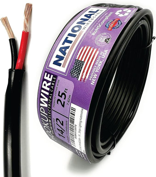 NATIONAL Wire & Cable – 14 AWG 2-Conductor Premium Copper Wire, 25 ft, Stranded by NATIONALWireCable