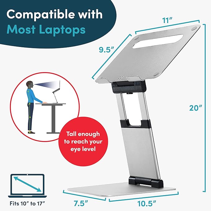 Laptop Stand for Desk, Ergonomic Sit to Stand Laptop Holder Convertor, - Image 5