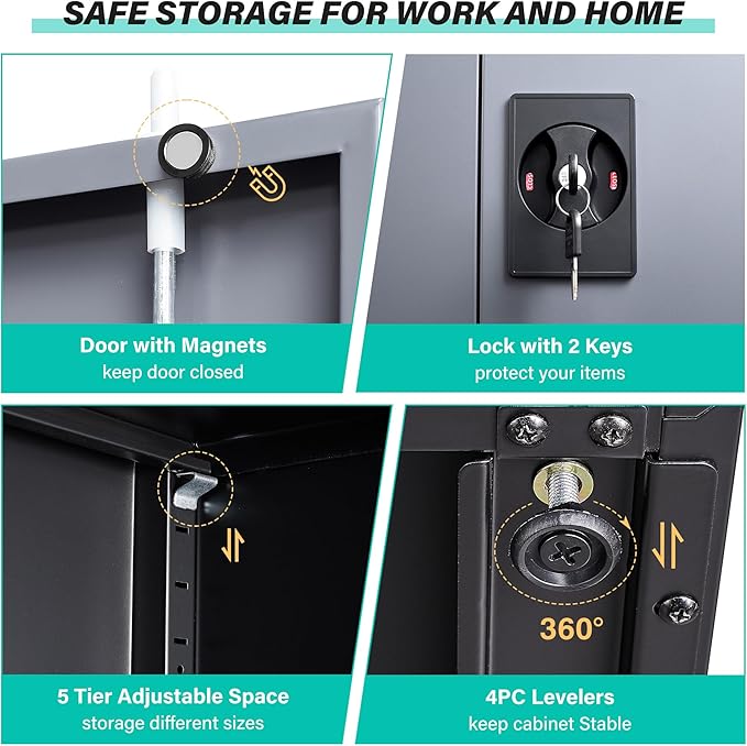 SISESOL Wide & Deep Metal Storage Cabinet - Image 6