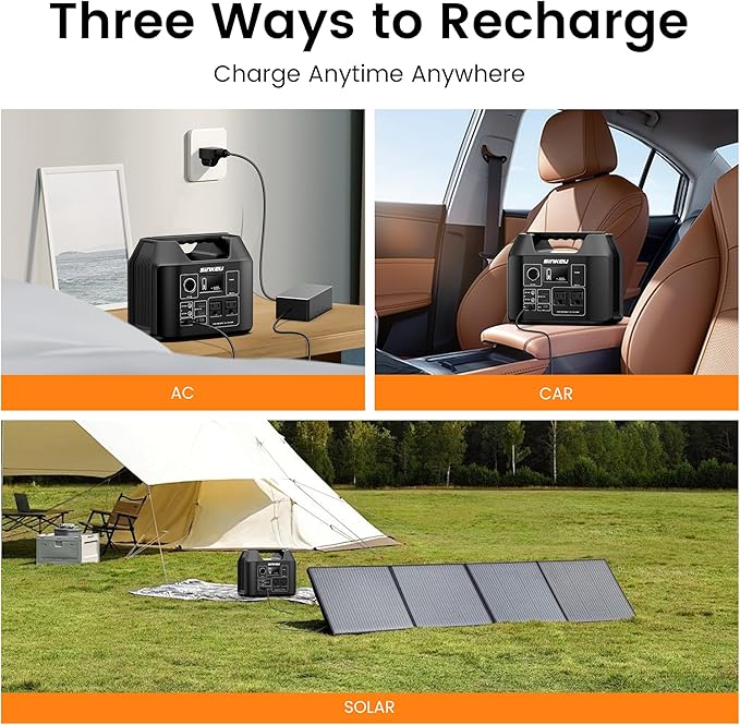SinKeu Portable Power Station 80000mAh, 256Wh LiFePO4 Battery Backup, 300W AC - Image 4