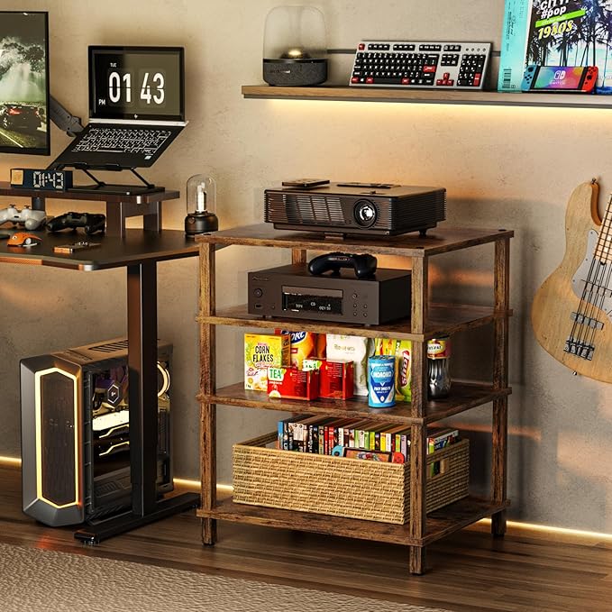 LELELINKY 4-Tier AV Media Player Stand Set of 2, Wooden TV Stand, Game Console - Image 8