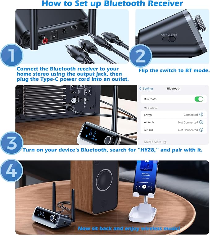 Bluetooth Receiver for Home Stereo, Wireless Audio Receivers for Wired Speakers - Image 9