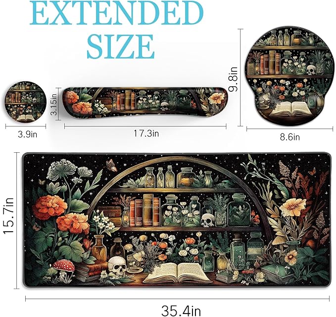 LIMKRIAN Goth Skull Mouse Pad Set Large Desk Mat - Image 6