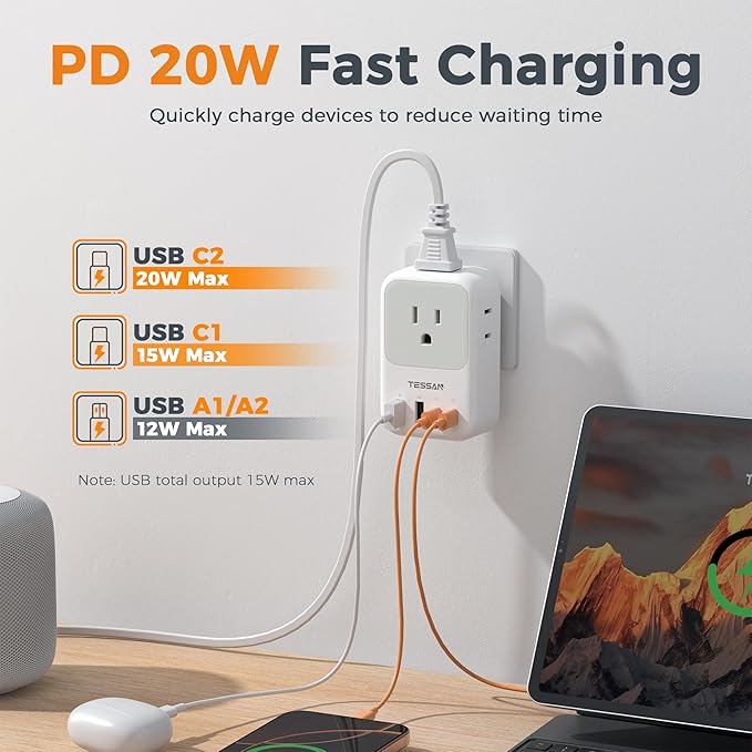USB C Charger Block 20W, TESSAN PD Fast Charging Adapter - Image 2