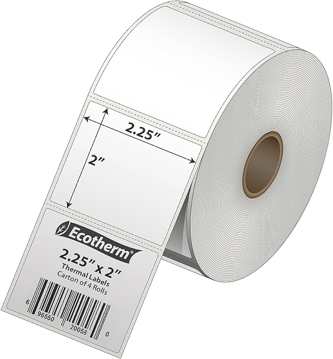 2.25" x 2" Thermal Labels | 4 Rolls | 2940 Labels | fits Zebra, Offnova Thermal - Image 2