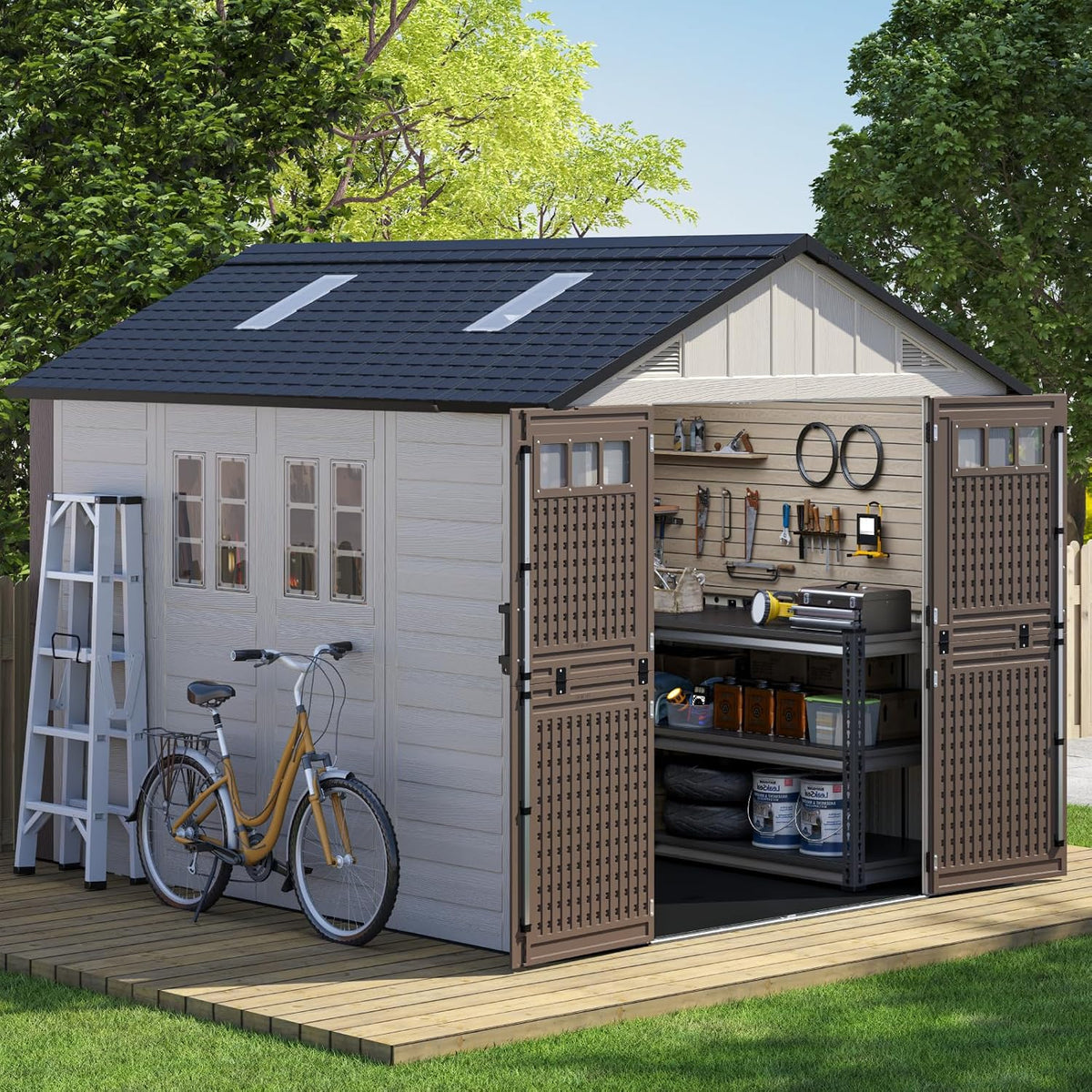 8x10 ft outdoor storage shed with floor, large, main product view