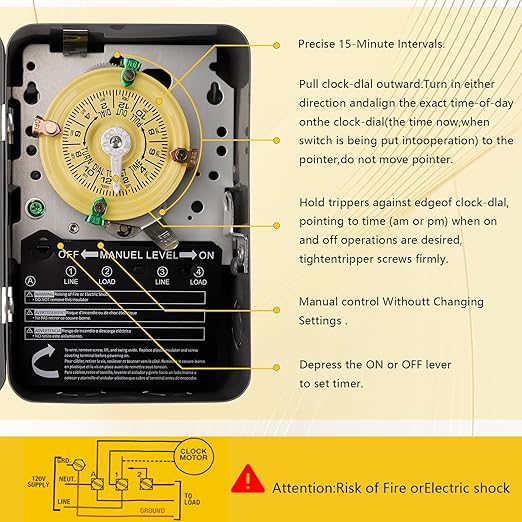 T104 Electromechanical Timer Switch, 208-277 VAC 5HP 40A DPST Pool Pump Timers - Image 6