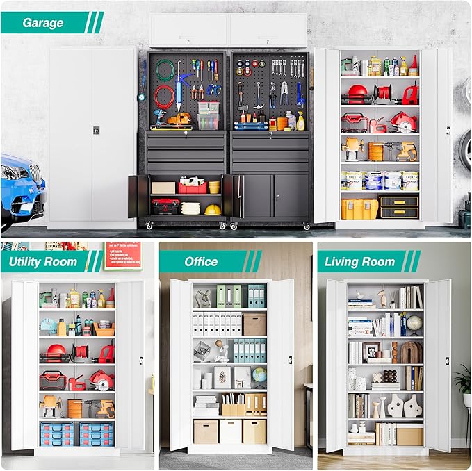 SISESOL White Metal Storage Cabinet - Image 4