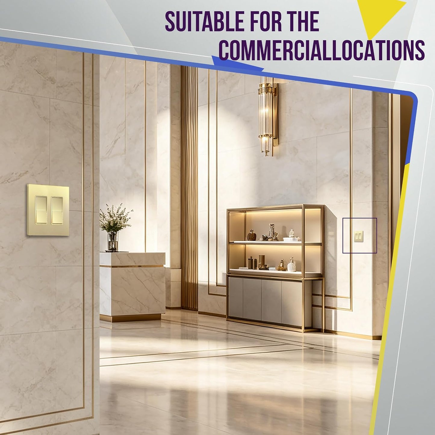 ENERLITES Gold 3-Way Decorator Paddle Rocker Light Switch, 15A, 5 Pack | Three Way or Single Pole Decorative Switch, 120V/277V, 3 Wire, Grounding Screw, Residential Grade, Gloss Finish, UL Listed
