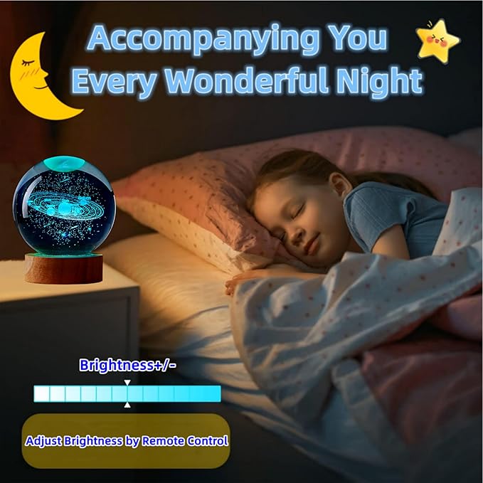 Conalisk 3D Solar System Crystal Ball Lamp, 3.15 Inch K9 Crystal Ball Night - Image 3