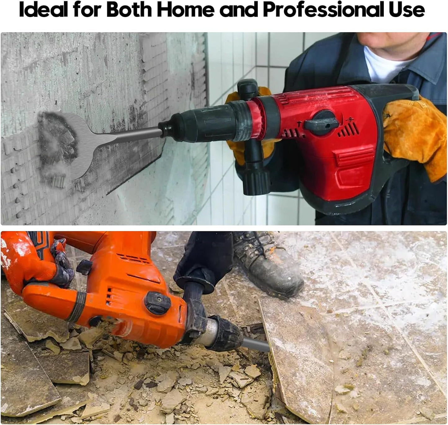 2Pcs SDS Plus Chisel Set, Flat & 20° Bent Tile Removal Bits | 3" x 10" Tile Removal Bits, 40Cr Alloy Steel, Fits Most Rotary Hammers, Wall Demolition, Tile Removal & Concrete Cleanup