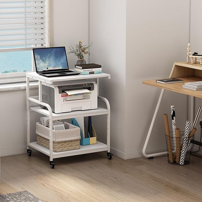 Fannova White Printer Stand, 23.6 x18.9 x 30 Inches Big Size Printer Table - Image 7