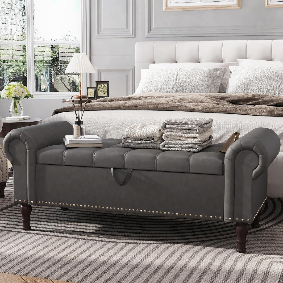 apicizon storage bench for bedroom, upholstered end of, main product view