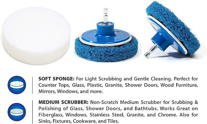 RevoClean 4 Piece Scrub Brush Power Drill Attachments-All Purpose Time Saving - Image 8