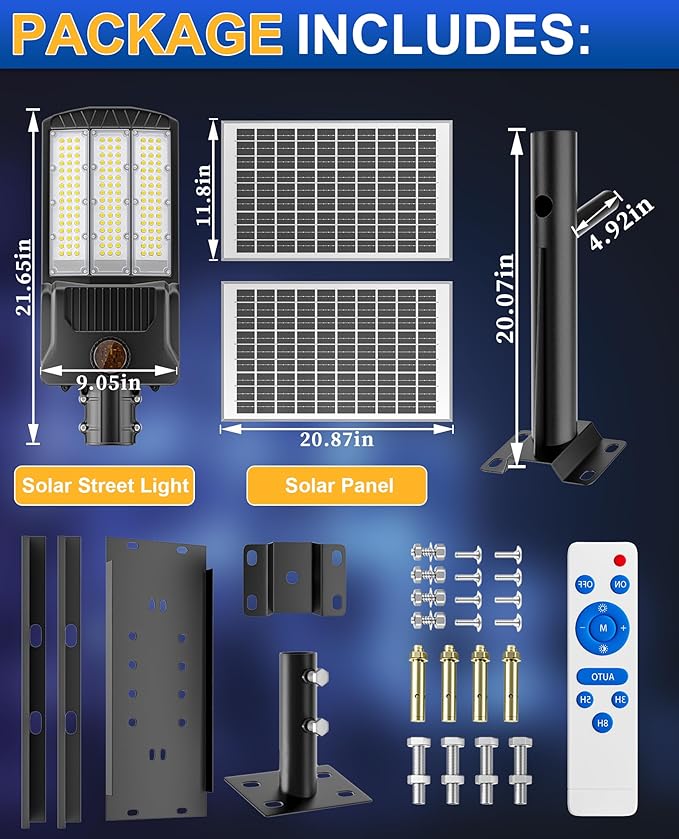 JAYNLT Y-11000W Solar Street Lights Outdoor, 850000LM 6500K High Powered - Image 6