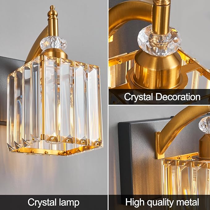 BBLLWJ Modern Black Gold 6 Light Bathroom Vanity Light Crystal Bathroom Light - Image 4