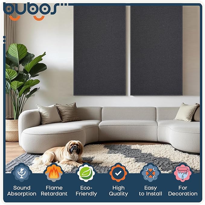 BUBOS 2 PCS Fabric Acoustic Panels, 47.2''x23.6'' Decorative Sound Dampening - Image 5