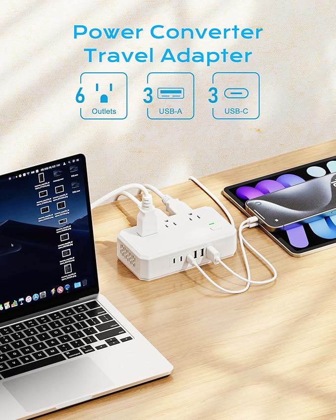 Puveini US to Europe Travel Adapter 220V to 110V Voltage Converter - Image 2
