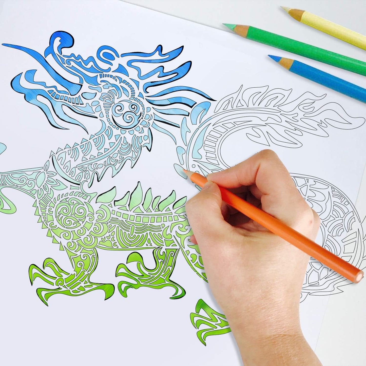 GSS Designs Dragon Wall Decor Stencil - Chinese Asian Oriental Dragon Stencil (12x16 Inch) for Painting - Wall Furniture Fabric Wood Stencils -Reusable Template for Wall Decals (SL-038)