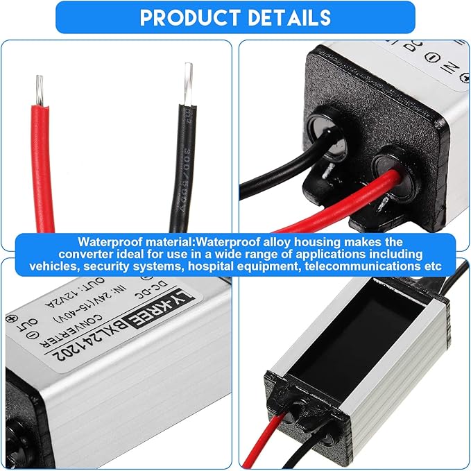 2 Pcs Dc 24v to 12v 2a 24w Step Converter Voltage Reducer Regulator Down - Image 2