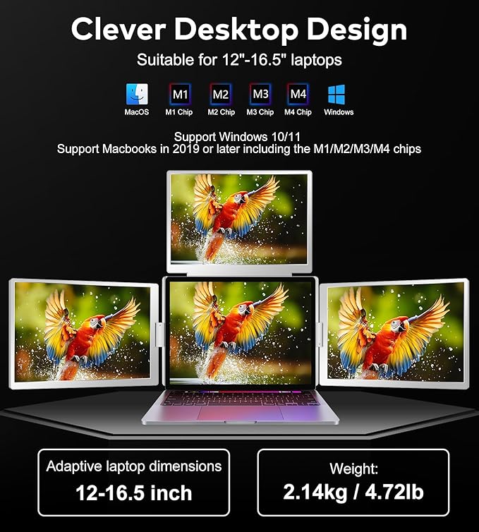 FOPO 14" Laptop Screen Extender, FHD 1200P IPS Monitor Extender, Just 1 Cable - Image 5