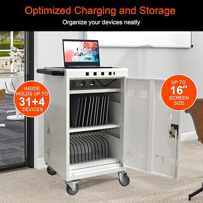 Aokleo Laptop Charging Cart, 35 Devices Tablet Storage Carts - Image 4