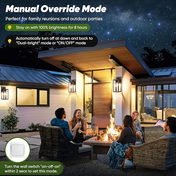 2-Pack Upgraded Motion Sensor Outdoor Wall Lights, 13” Dusk to Dawn Porch - Image 3