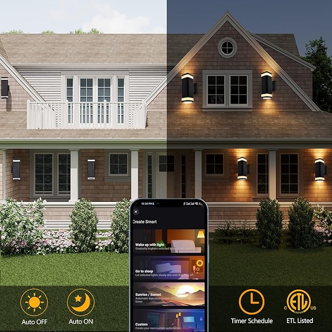 Smart WiFi Outdoor Wall Sconce Lights 2 Pack, Porch Lights RGB Color Changing - Image 6