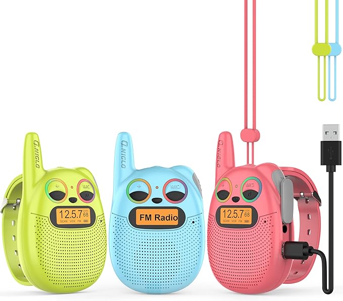 Qniglo Walkie Talkies for Kids Rechargeable 3 Pack, Spy Toys for 4 5 6 7 8 12 by QNIGLO