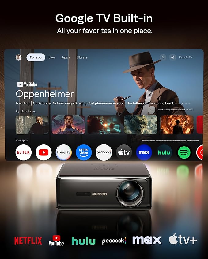 Aurzen EAZZE D1 MAX Upgraded Google TV Smart Projector 4K Supported, 1000 ANSI - Image 3