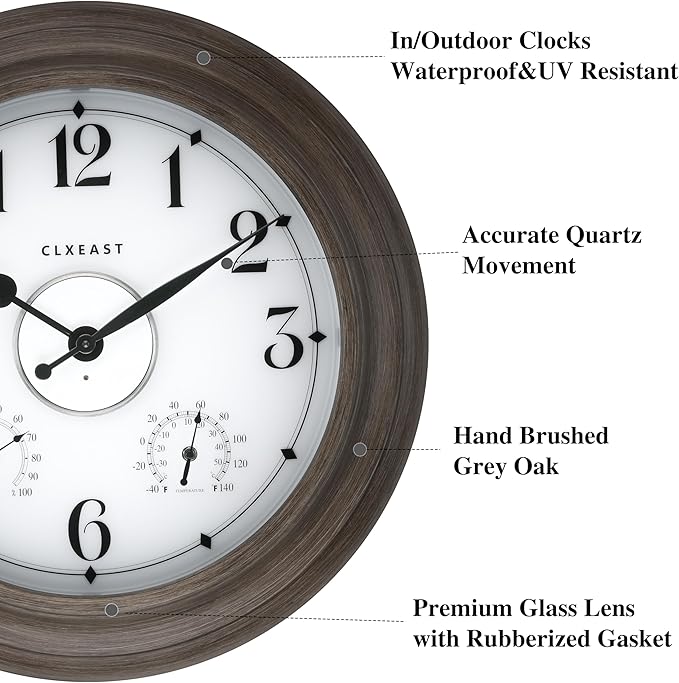 CLXEAST 24 Inch LED Illuminated Outdoor Clocks Waterproof - Image 3
