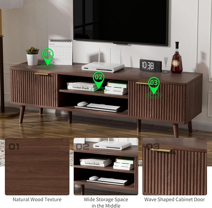 SHGJ&SOFT Storable TV Stand 65 Inch, Mid Century Modern TV Console Two Cabinet - Image 4