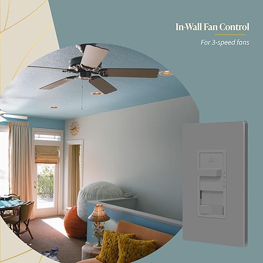 TOPGREENER Kalide Light Switch and 3-Speed Ceiling Fan Control Combo, in Wall - Image 4