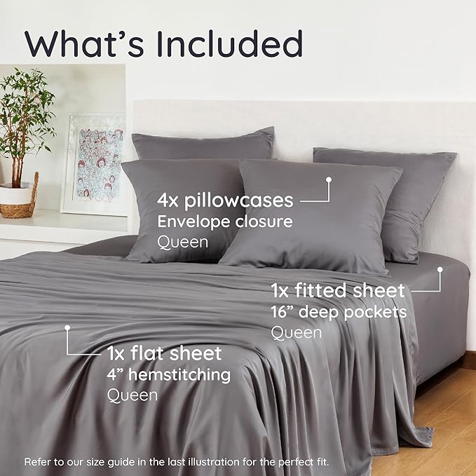 Bambaw 100% Viscose Derived from Bamboo Sheets Queen Size Set – 6pcs Deep - Image 2