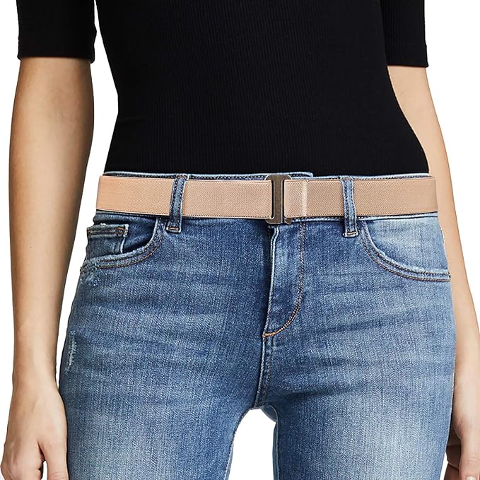 JASGOOD Women No Show Stretch Belt Elastic Web Strap Belt by JASGOOD