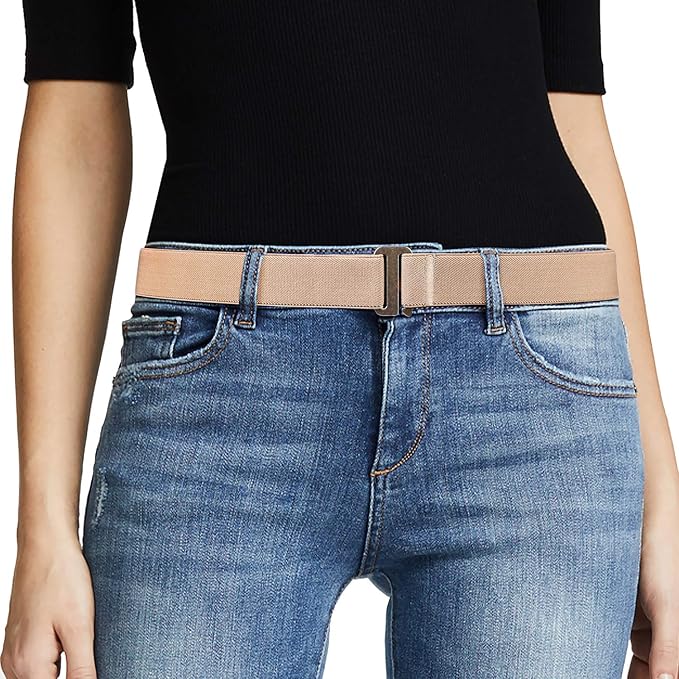 JASGOOD Women No Show Stretch Belt Elastic Web Strap Belt by JASGOOD