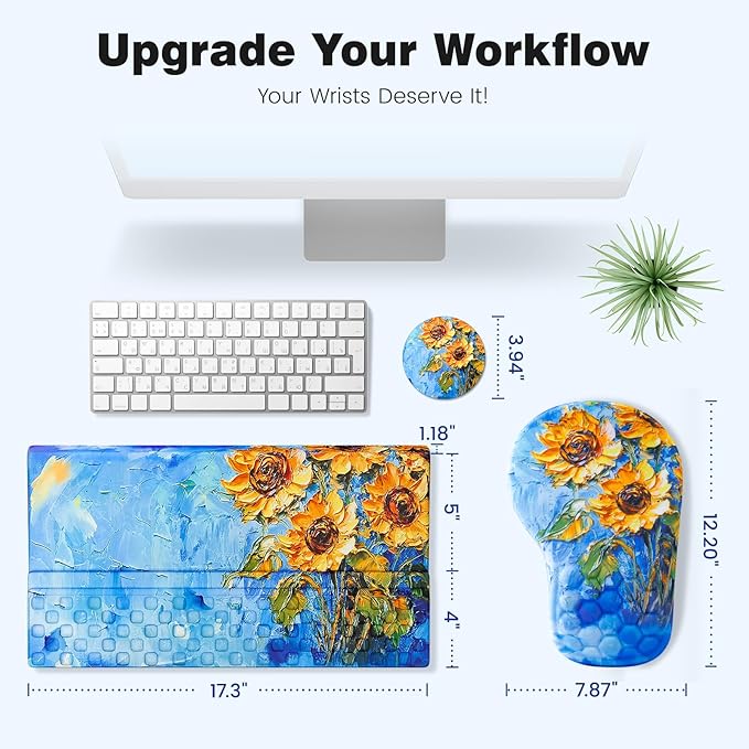 Ospelelf Ergonomic Mouse Pad and Keyboard Stand Wrist Rest Set, Memory Foam - Image 6
