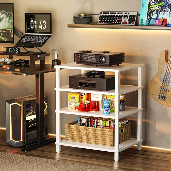 LELELINKY 4-Tier AV Media Player Stand Set of 2, Wooden TV Stand, Game Console - Image 8