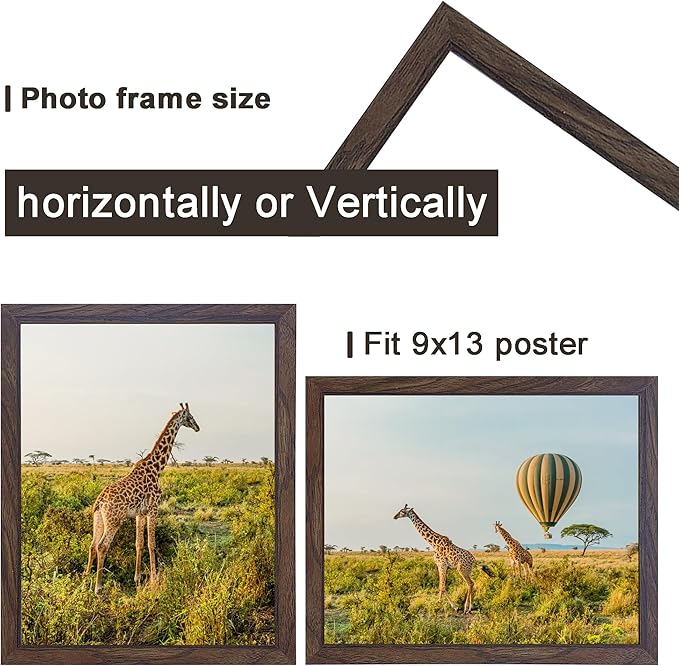 TKYGU 9 x 13 Picture Frame Set of 3, 13 x 9 walnut Wooden Frame Wall Gallery - Image 2