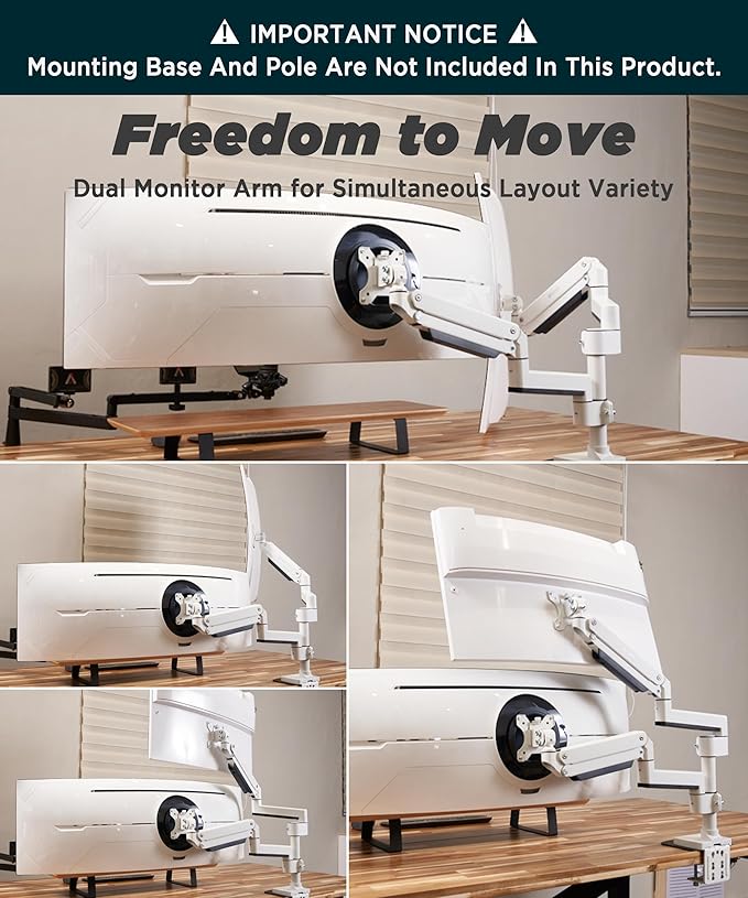 ULTRARM Heavy Duty Extension Arm Dual 49" Vertical Stacked Monitor Mount Height - Image 3