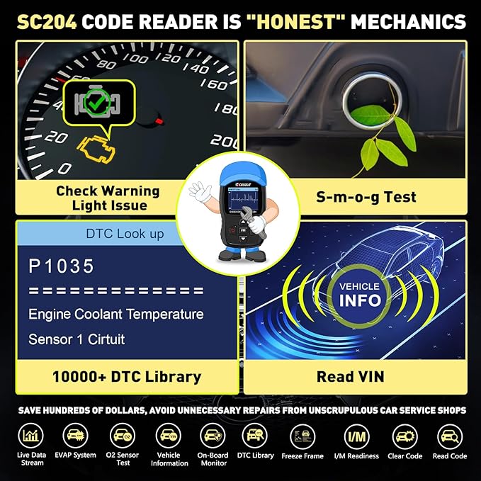 CGSULIT SC204 Enhanced OBD2 Scanner Diagnostic Tool, Check Engine Code Reader - Image 3
