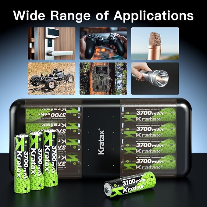 Kratax 3700mWh AA Rechargeable Lithium Batteries - Image 9