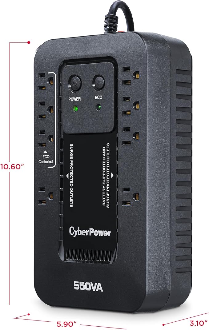 CyberPower EC550G Ecologic UPS Battery Backup and Surge Protector, 550VA/330W - Image 5