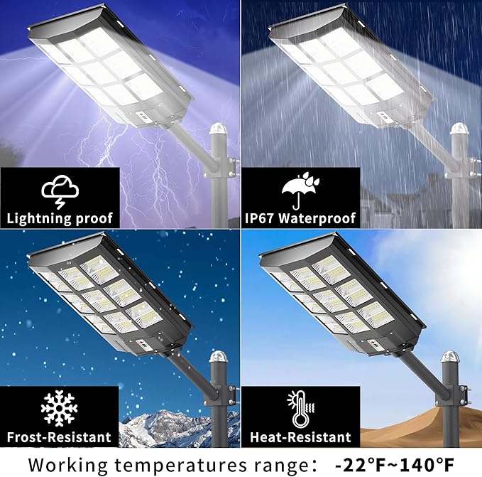 JAYNLT 3000W Solar Street Lights Outdoor, 6500K 298000LM Highest Lumen Solar - Image 4