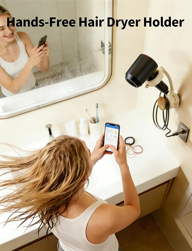 Hands Free Hair Dryer Holder Wall Mounted - Image 2