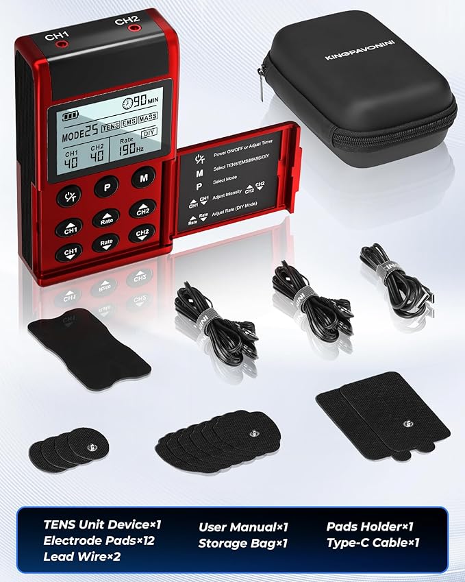 KingPavonini 4-IN-1 TENS Unit Muscle Stimulator, DIY & TENS & EMS & MASS - Image 8