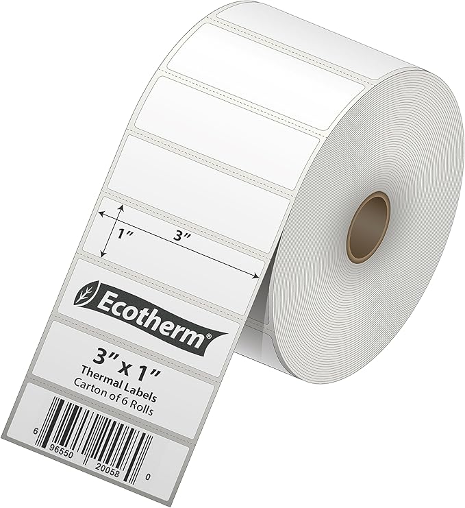 3" x 1" Thermal Labels | 6 Rolls | 15000 Labels | fits Zebra, Offnova Thermal - Image 2