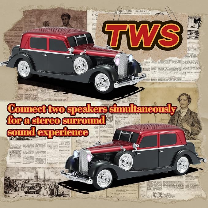 WSTER WS-1934 Retro Classic Car Bluetooth Replica Speaker – Wireless HD Sound - Image 6