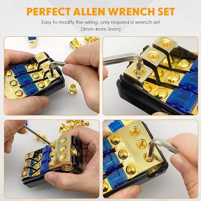 BULVACK 3 Way Mini ANL Fuse Holder, Copper 0/2/4 Gauge to 4/6/8 Gauge 60 Amp - Image 6