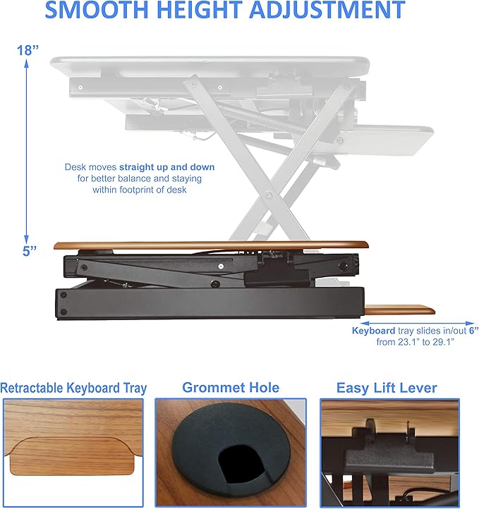 Rocelco 32" Height Adjustable Standing Desk Converter BUNDLE - Image 2